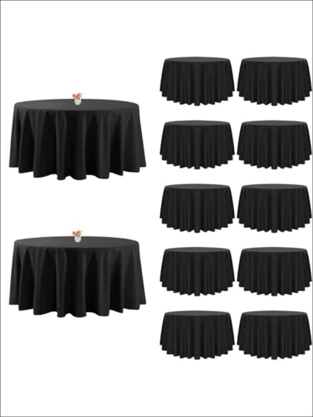 12pc 90in Round Polyester Tablecloth Set Washable Reusable Wrinkle Resistant